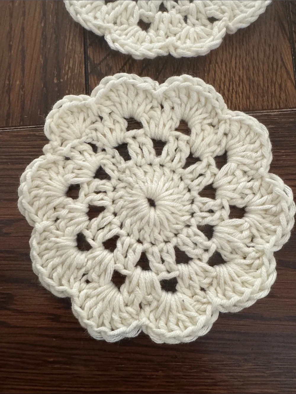 Handmade Cream Crochet Dinner Coasters - Set of 4